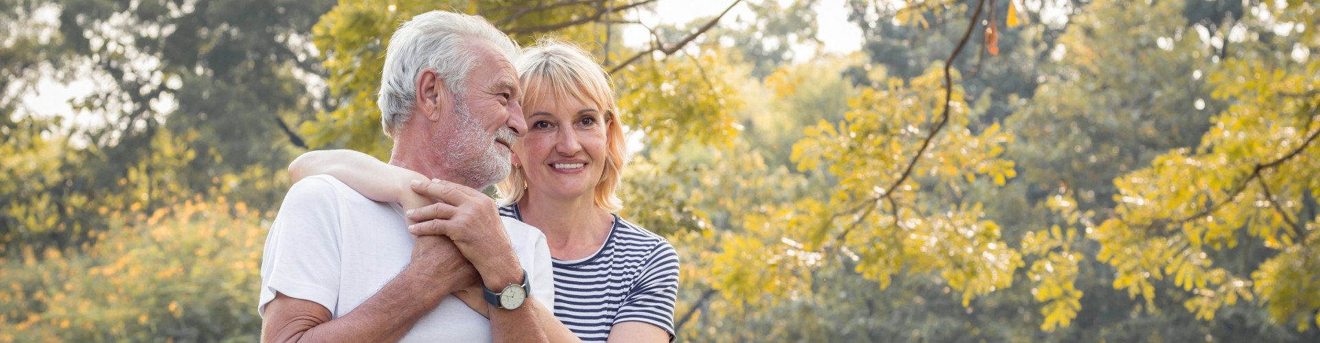 Happy senior couple at the park